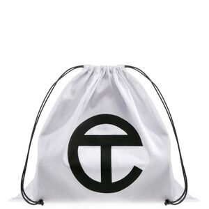 Telfar White Drawstring Dust Bag with Black Logo